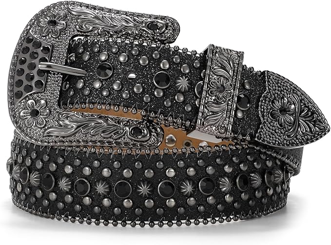 Women\'s Black Rhinestone Belt Goth Bling Belts Western Cowgirl Halloween Belt BELTROAD Rhinestone Goth Bling Belts for Women and Men  main image 3